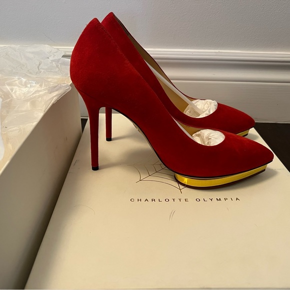 brand new charlotte olympia suede debbie heel us7.5 - Picture 2 of 3